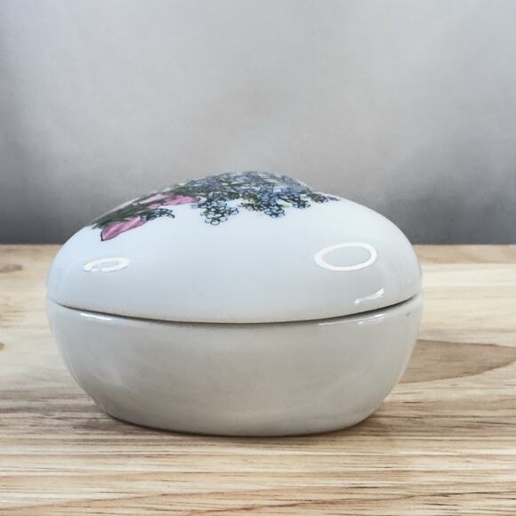 Vintage Takahgshi Trinket Box Forget Me Not Porcelain San Francisco 2.5" x 2" - Picture 9 of 13